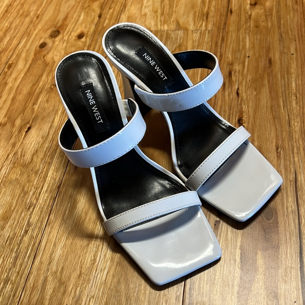 Nine West white open toe heels